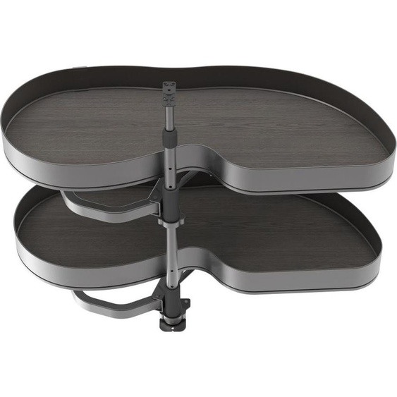 Systéme d’angle Lake Harmony pour meuble de cuisine - Droite - Hauteur réglable - Acier et Bois - Gris anthracite