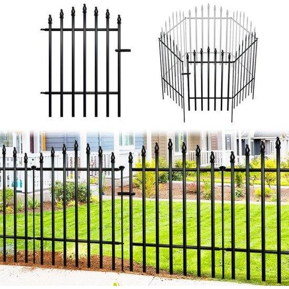 Système de clôture de jardin - Barrière anti-animaux en acier inoxydable avec portillon - 81 cm de haut x 60 cm de large