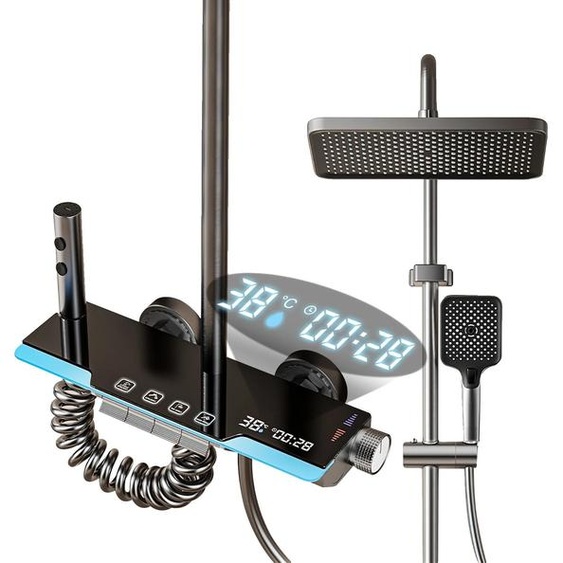 Système de douche, écran LED, contrôle de température réglable, éclairage dambiance numérique