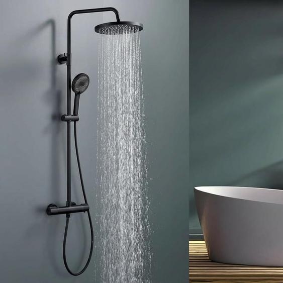 Système de douche HOMELODY avec thermostat, noir, ensemble complet de robinet de douche