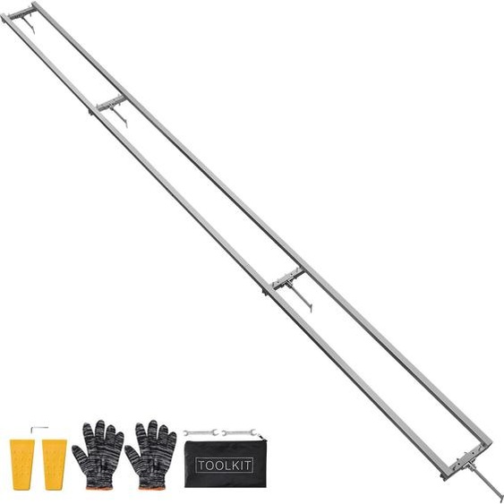 Système de guide-chaîne de scierie - Guide-chaîne de tronçonneuse - 3,66 m de long - 4 traverses - Aluminium - Avec 2 cales - Pour les coupes longitudinales droites