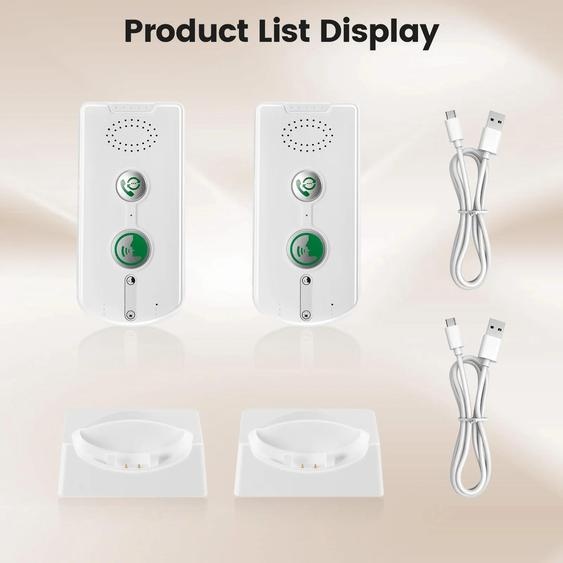 Système dintercom sans fil - Lot de 2 - Portée de 500 mètres - Communication bidirectionnelle - Portable - Idéal pour les personnes âgées à domicile ou en clinique - Blanc