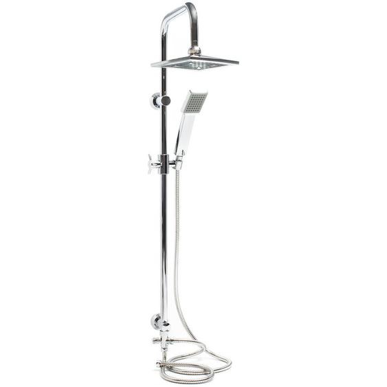 Wiltec - Système Douche Effet pluie Pommeau de douche Carré Robinetterie Douchette incluse Acier inoxydable Colonne Accessoire de douche réglage