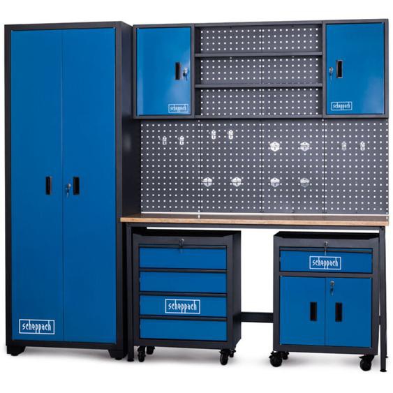 Scheppach - Système modulaire datelier GWS08 – Atelier modulaire – Equipement datelier 1 armoire, 2 armoires murales, 3 étagères, 1 établi, 2