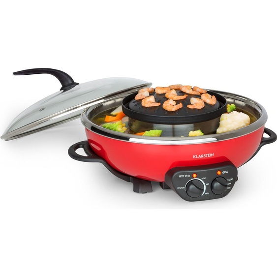 Szechuan Hot Pot 5 litres & plaque de grill Ø 22cm 1350W - Rouge