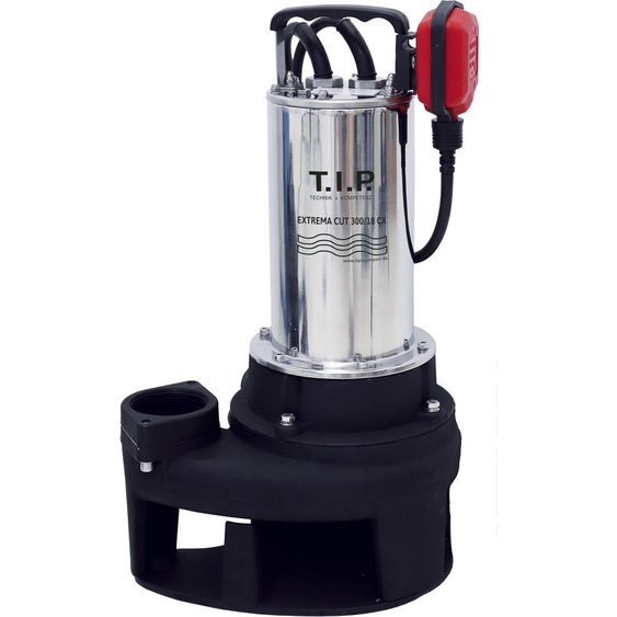 T.I.P. Pompe de chantier pour eaux usées TIP - en acier inoxydable avec mécanisme de coupe, 18 000 l/h, granulométrie 50 mm, jusquà 90°C, Extrema CUT 300/18 CX 30277