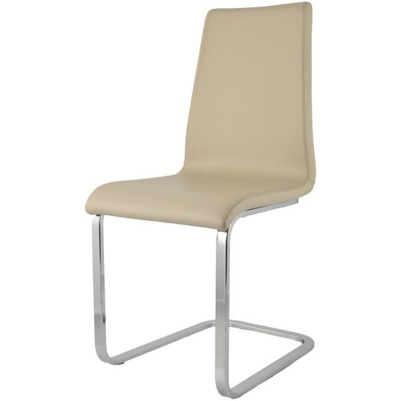 t m c s Tommychairs - Chaise BERLIN à piétement luge rectangulaire très résistant en acier et assise en bois multicouche rembourrée et revêtue de similicuir couleur lin