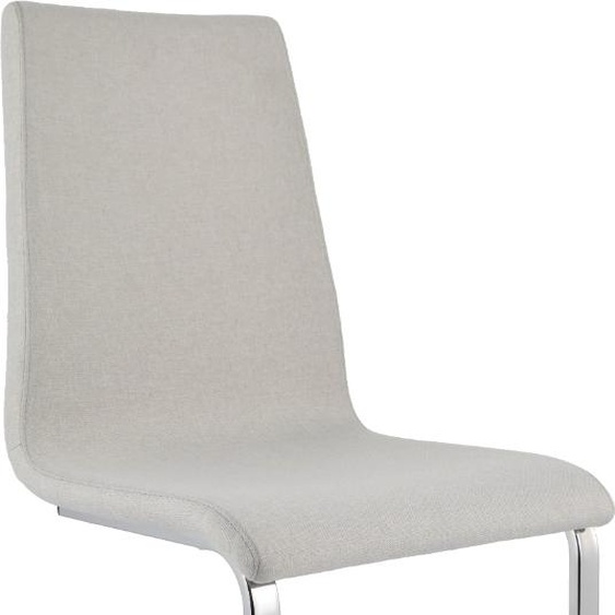 t m c s Tommychairs - Chaise LONDON à piétement luge rectangulaire en acier haute résistance et assise en bois multicouche rembourrée et recouverte de tissu gris perle