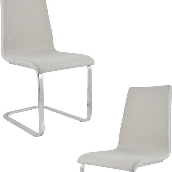 t m c s Tommychairs - Lot de 2 chaises LONDON à piétement luge rectangulaire en acier haute résistance et assise en bois multicouche rembourrée et recouverte de tissu gris perle