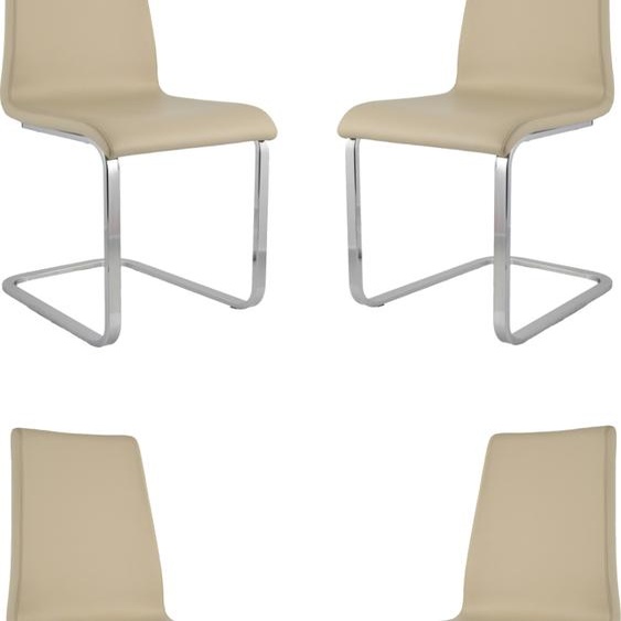 t m c s Tommychairs - Lot de 4 chaises à piétement luge BERLIN avec structure rectangulaire en acier très résistante et assise en bois multicouche rembourrée et recouverte de similicuir couleur lin