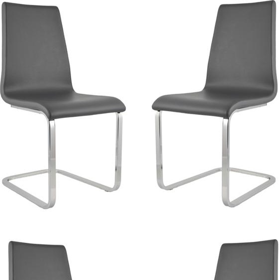 t m c s Tommychairs - Lot de 4 chaises à piétement luge BERLIN avec structure rectangulaire en acier très résistante et assise en bois multicouche rembourrée et revêtue de similicuir gris foncé