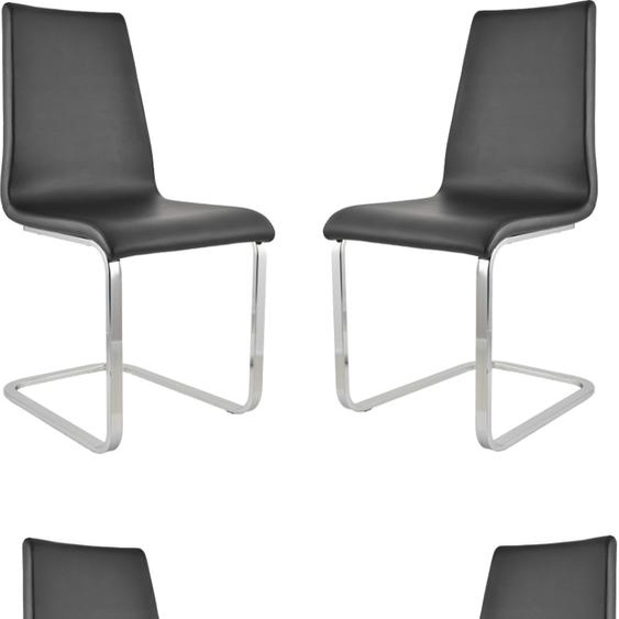 t m c s Tommychairs - Lot de 4 chaises à piétement luge BERLIN avec structure rectangulaire en acier très résistante et assise en bois multicouche rembourrée et revêtue de similicuir noir
