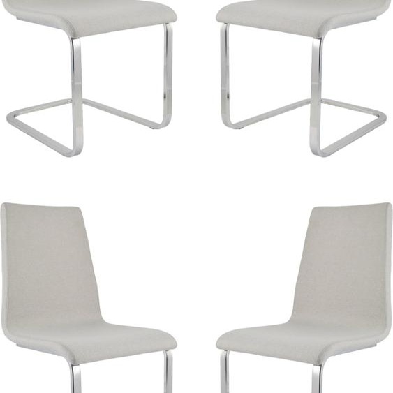 t m c s Tommychairs - Lot de 4 chaises LONDON à piétement luge rectangulaire en acier haute résistance et assise en bois multicouche rembourrée et recouverte de tissu gris perle