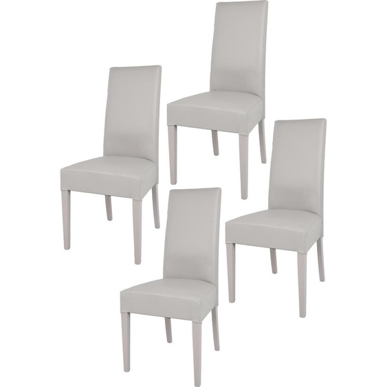 t m c s Tommychairs - Lot de 4 chaises modernes LUISA pour la cuisine et la salle à manger, structure robuste en bois de hêtre laqué couleur gris clair, rembourrées et recouvertes de similicuir gris clair