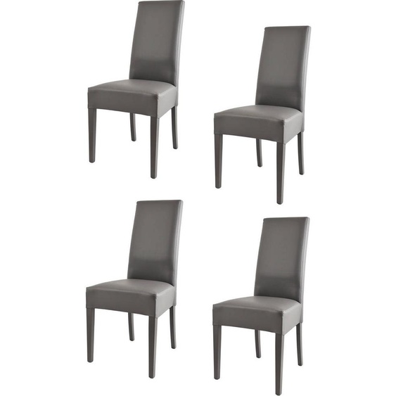 t m c s Tommychairs - Lot de 4 chaises modernes LUISA pour la cuisine et la salle à manger, structure robuste en bois de hêtre laqué couleur gris foncé, rembourrées et recouvertes de similicuir gris foncé