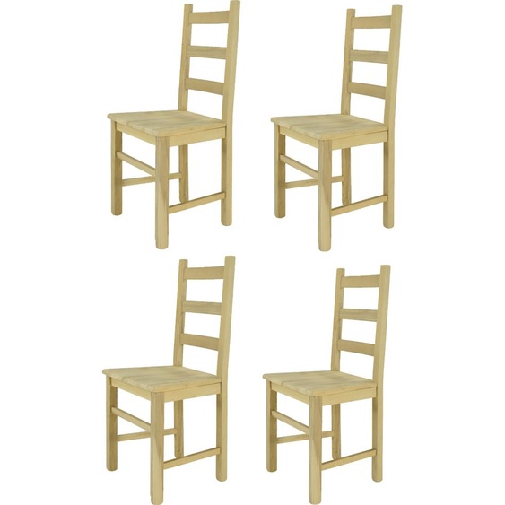 t m c s Tommychairs - Lot de 4 chaises RUSTICA pour la cuisine et la salle à manger, structure robuste en bois de hêtre poli, non traité et 100% naturel, assise en bois poli