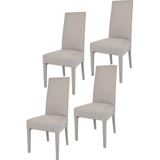 t m c s Tommychairs - Set de 4 chaises modernes CHIARA pour la cuisine et la salle à manger, structure robuste en bois de hêtre laqué couleur marron chamois, rembourrées et recouvertes de tissu couleur marron chamois