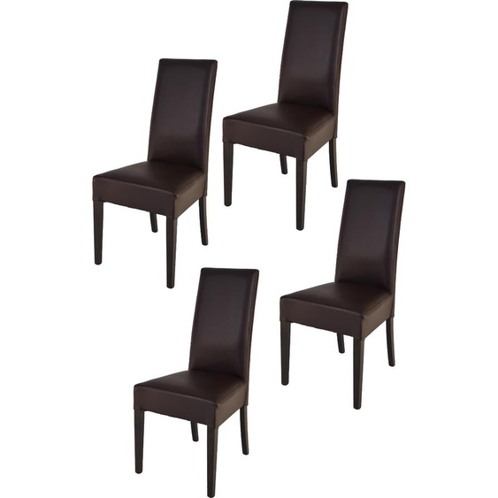 t m c s Tommychairs - Set de 4 chaises modernes LUISA pour la cuisine et la salle à manger, structure robuste en bois de hêtre verni couleur wengé, rembourrées et recouvertes de similicuir couleur moka