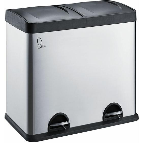 T2X24 Poubelle en inox Corbeille à papier Poubelle de tri 48L argent - Svita