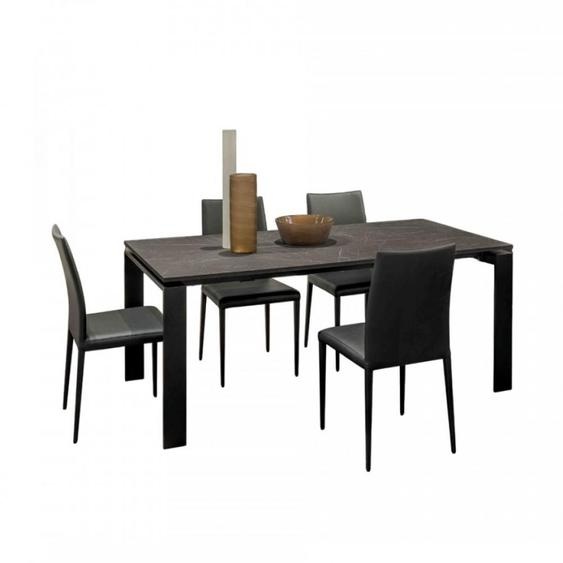 Table 10 couverts SIGMA extensible 160 à 220cm pieds métal noir plateau mélaminé pierre gris