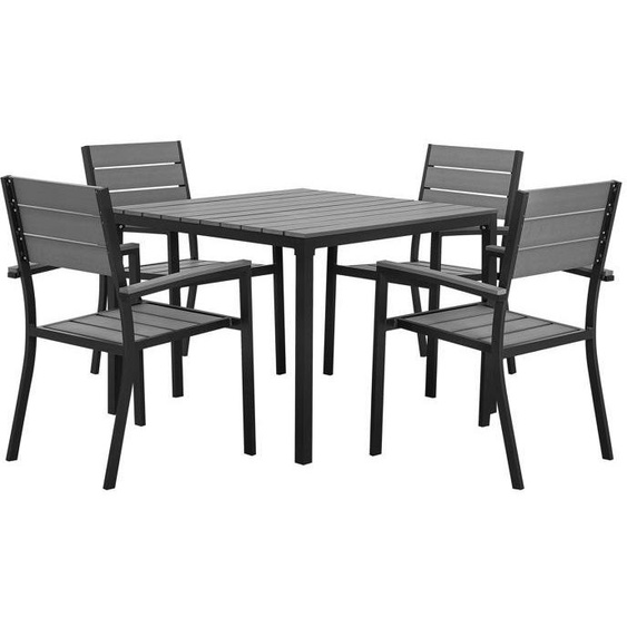Table 4 chaises en aluminium gris PRATO