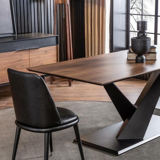 Table à colonne Table de cuisine de luxe de style moderne table brune 208x92cm