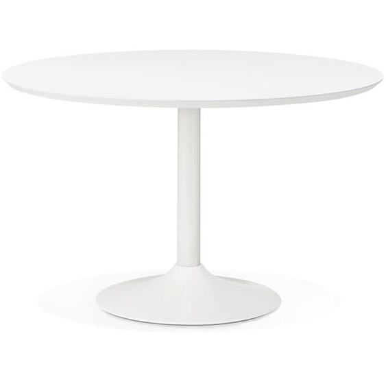 Table à diner/de bureau ronde BARABAR en bois blanc - Ø 120 cm