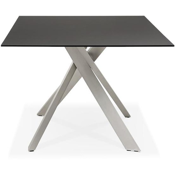 Table à diner design BIRDY en verre noir avec pied central en métal - 200x100 cm