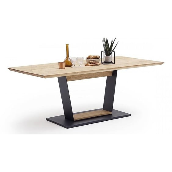 Table à dîner en bois de chêne et métal noir - Dario - 160 x