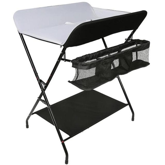 Table à langer - Avec panier de rangement et étagères - Structure métallique - Pour les 0 à 12 mois, unisexe - Noir
