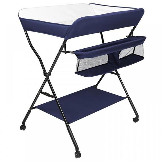 Table à langer bébé portable de chambre - Table dallaitement pliable pour couches - ERROLVES - Bleu marine -  86*62*98-104 CM