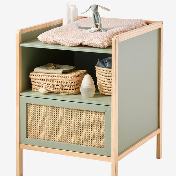 Table à langer bois et cannage POÉSIE vert