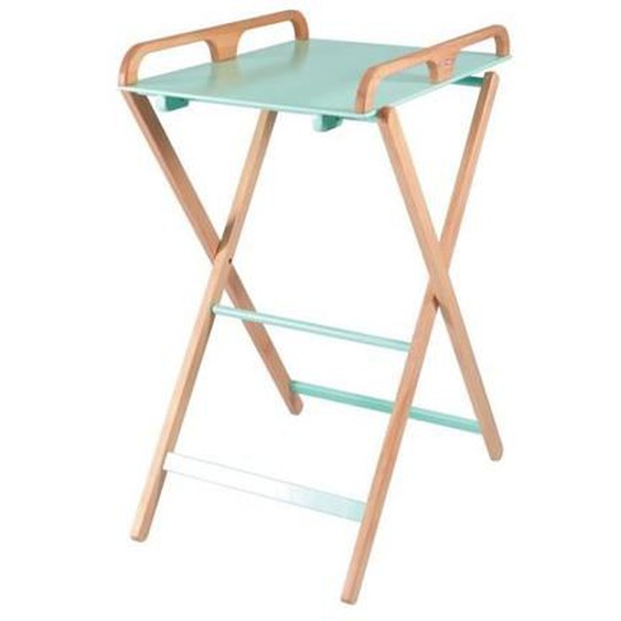 Table à langer en bois Jade bicolore vert menthe - Combelle - Pliante - 2 hauteurs de réglage