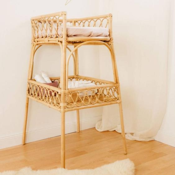 Table À Langer En Rotin Naturel Avec Matelas Enduit - June Naturel