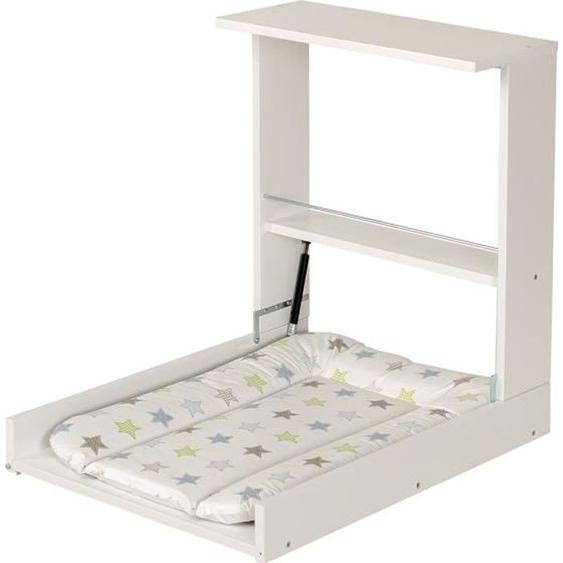 Table à langer murale GEUTHER WICKI blanche - Bois de hêtre certifié FSC - Matelas à langer inclus - Etoile