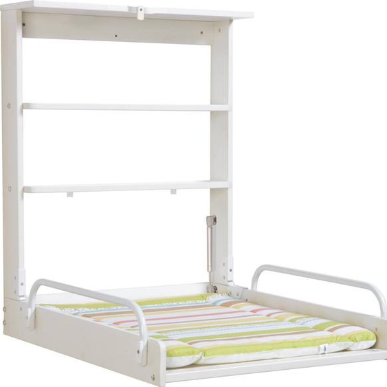 Table À Langer Murale Pliante + Matelas À Langer Déperlant Blanc / Rayé Multicolore