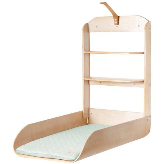 Table À Langer Murale Pliante + Matelas À Langer Déperlant Naturel - Vert Givré