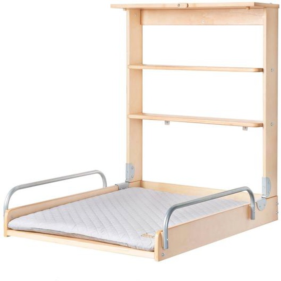 Table À Langer Murale Pliante + Matelas À Langer Déperlant Roba Style Bois Naturel / Gris Argenté