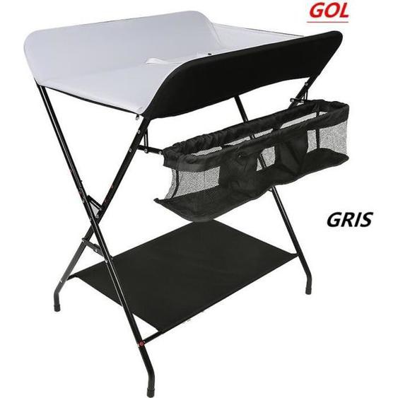Table à langer pliable GOL - HOMEWELL - Gris - 79*55.5*96cm - Portable - Avec rangement
