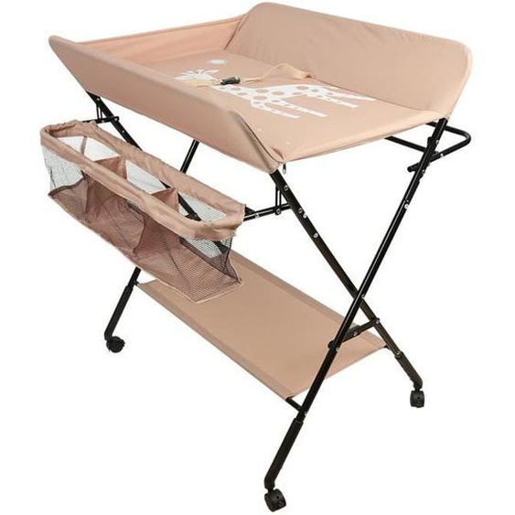 Table à langer pliable HUOLE - Rose - 80*66*98cm - Scandinave Moderne - 3 compartiments de rangement