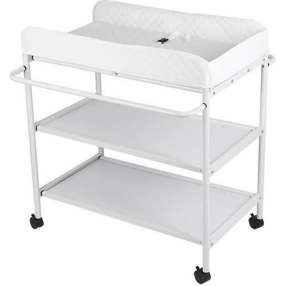Table à Langer Portable - Marque - Blanc - Pliante - Avec Roulettes