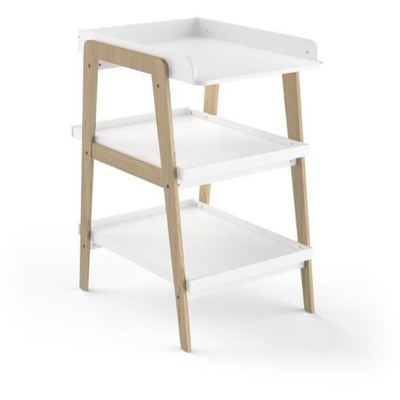 Table à langer TSUGA - Bois massif et MDF - L.58 x P.71,1 x H.101,2 cm - Pour matelas 50x70 cm - Blanc mat