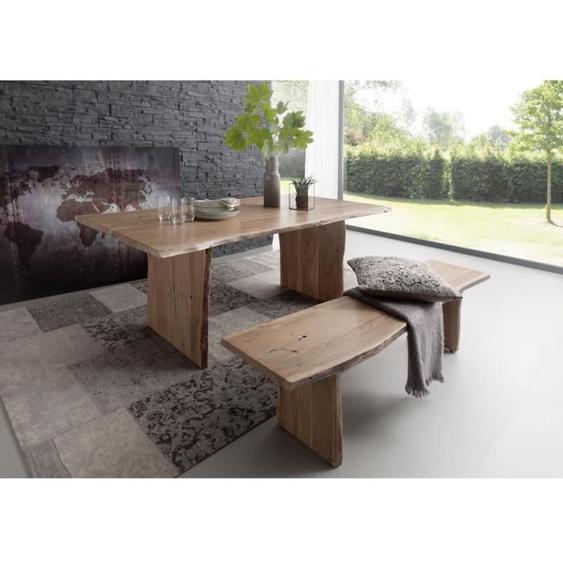 Table à manger 160x100cm - Bois massif dacacia laqué (Bois naturel) - Design naturel - PURE EDGE #113