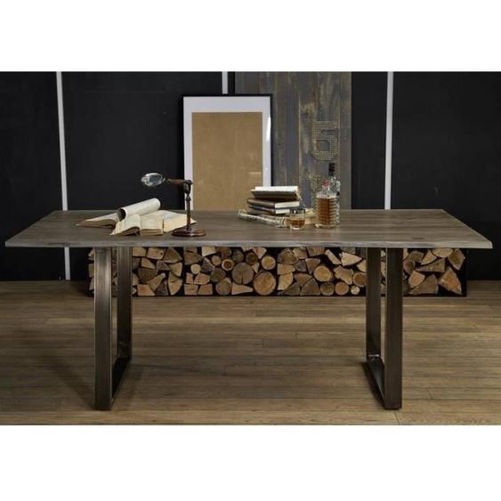 Table à manger 180x90cm - Bois massif de palissandre laqué (Smoked Oak) - SYDNEY #0103