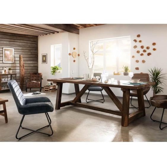 Table à manger 190x100cm - Bois recyclé brut - Design rustique - BASSANO 111