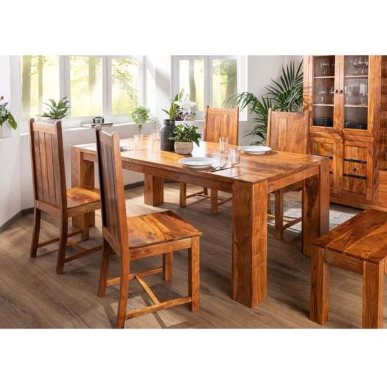 Table à manger 220x100cm - Bois massif dacacia laqué (Miel) - OXFORD #0617