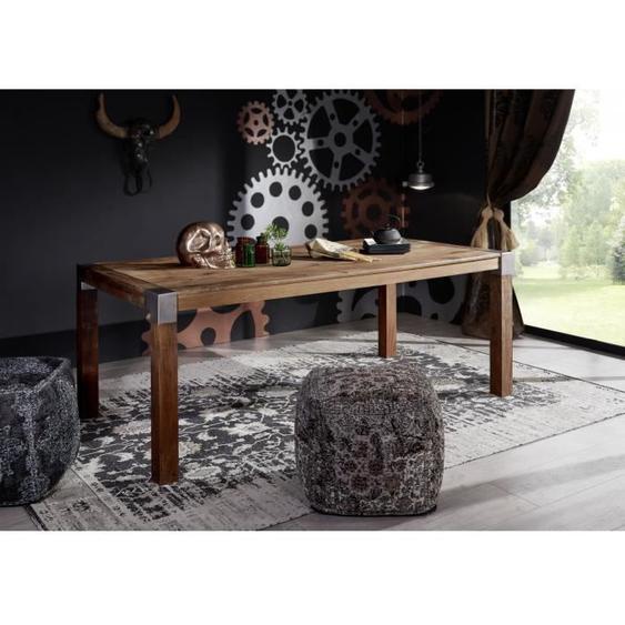 Table à manger 220x100cm - Métal et Bois massif de manguier laqué - AMSTERDAM #16