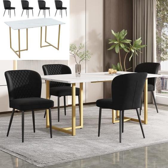 Table à manger + 4 Chaise salle à manger - OEM - Rectangulaire - Noir - 4 places - Contemporain - Design