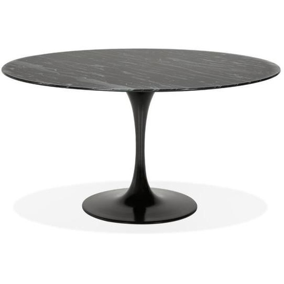 Table à manger - ALTER EGO - SHADOW - Ronde - Verre effet marbre - 6 places