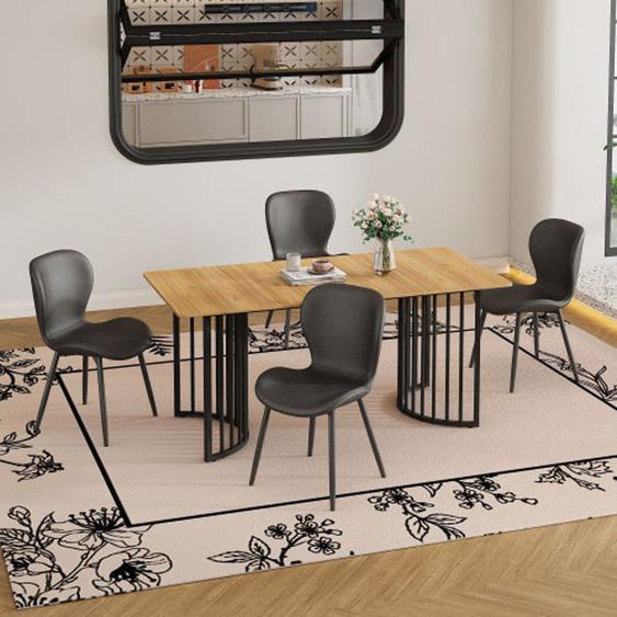 Table à manger avec chaises, table en bois et quatre chaises en noir avec pieds noirs, table 140 × 80 cm-HAUSS SPOLE
